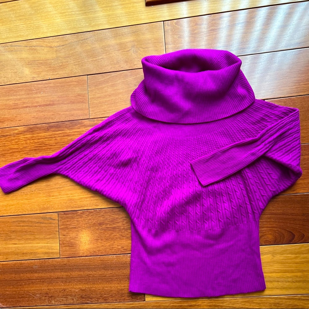 Gorgeous Antonio Melani XS Wool Sweater Purple Magenta Cowl Turtleneck